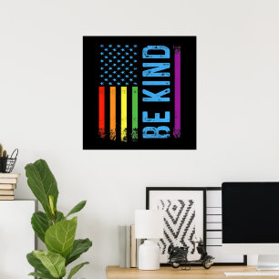 Poster Seja Gentil Lgbt Lgbtq Orgulho Gay Arco-íris