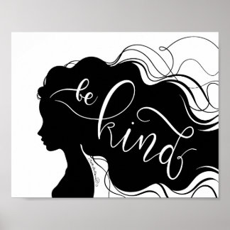 Poster Seja gentil - Linda letra de retrato de silhueta
