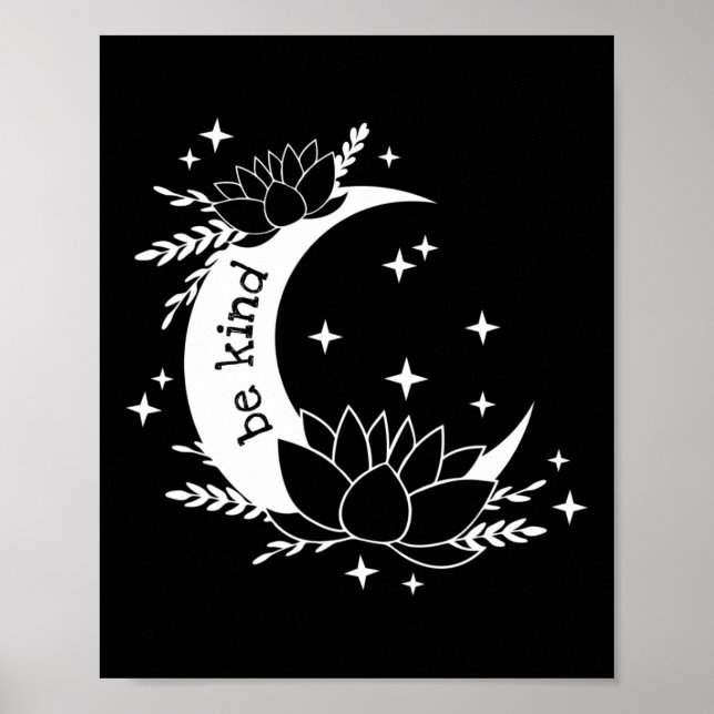 Poster Seja Gentil Luna e Flor de Lótus Lua Ioga Meditaçã (Frente)
