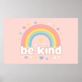 Poster Seja Gentil – Positividade Arco-Íris Pastel