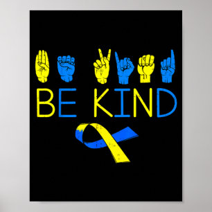 Poster Seja gentil síndrome de down conscientização t21 a