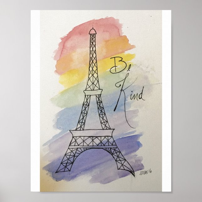 Pôster Seja Kind Watercolor e Tinta (Frente)