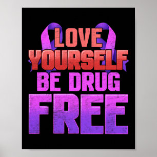 Poster Seja Livre De Drogas Se Ame Roxo Fita