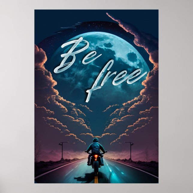 Poster Seja livre | Motociclismo de lua (Frente)