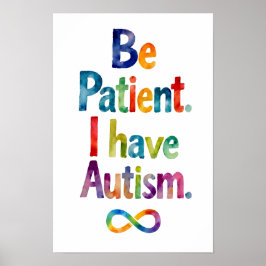 Poster Seja Paciente Eu Tenho Autismo | Texto Arco-Íris d