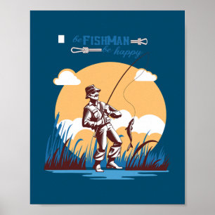 Poster SEJA PEIXEIRO SEJA FELIZ design para amantes da pe