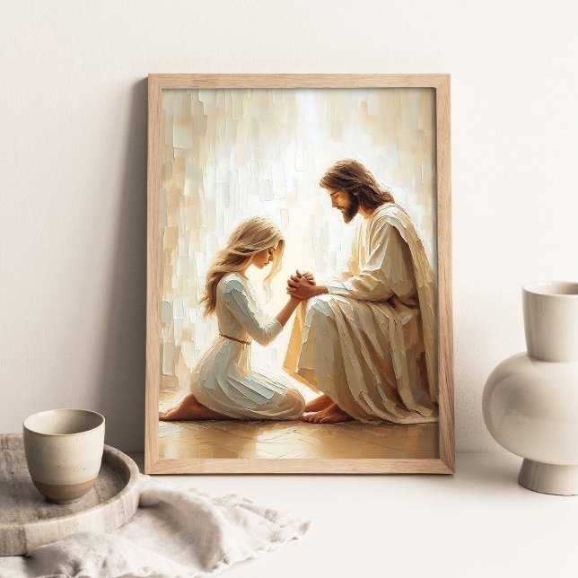 Poster Seja Perdoado, Pintura Cristã, Jesus e Mulher  (Criador carregado)