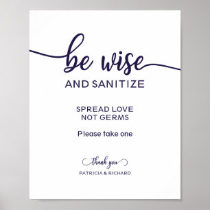 Poster Seja Sábio e Higienize Espalhe Amor Não Germes Sin