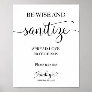 Poster Seja Sábio e Higienize Espalhe Amor Não Germes Sin