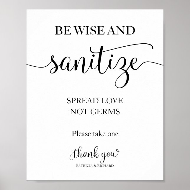 Poster Seja Sábio e Higienize Espalhe Amor Não Germes Sin (Frente)