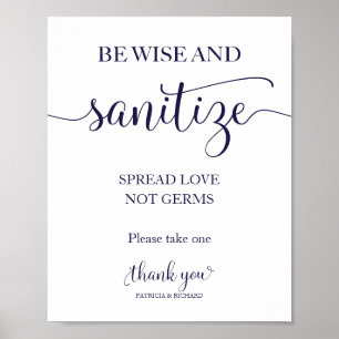 Poster Seja Sábio e Higienize Espalhe Amor Não Germes Sin