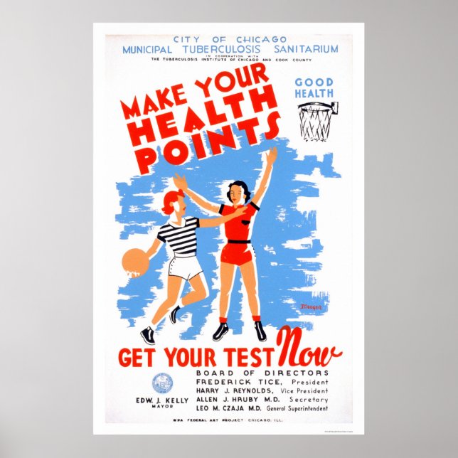 Poster Seja saudável na Tuberculose 1939 WPA (Frente)