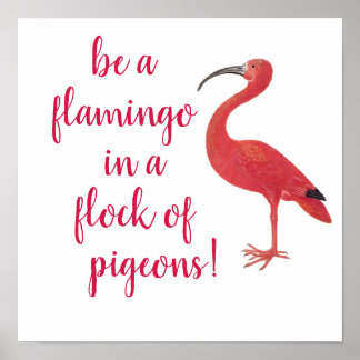 Poster Seja um Flamingo - Uma citação divertida e Inspira