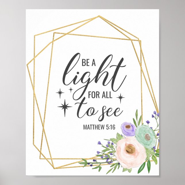 Poster "Seja uma luz para todos verem" Christian/Bíblia P (Frente)