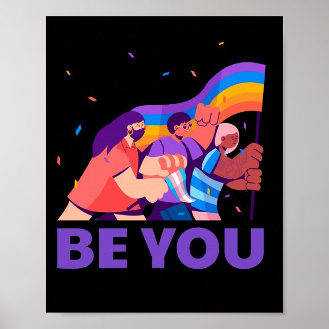 Poster Seja você. LGBT+Orgulho. Sinalizador arco-íris (Frente)