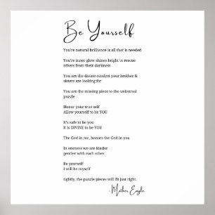 Poster Seja você mesmo poema poesia arte negra de parede 