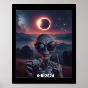 Poster Selfie Com O Retro Gles De Visto Solar 2024 Eclips