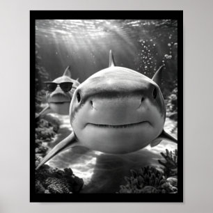 Poster Selfie de Animal de Tubarão Legal