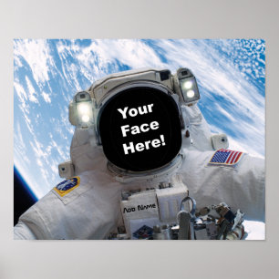 Pôster Selfie de Astronauta - Adicione seu Rosto e Nome