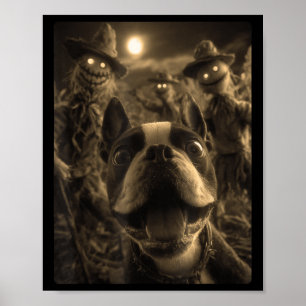 Poster Selfie de Boston Terrier Vintage Soky Ecrows Dia d