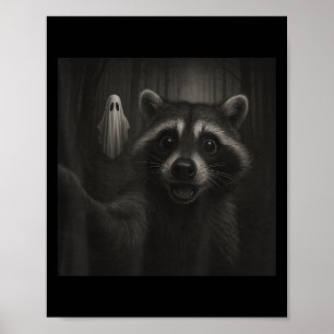 Poster Selfie de Dia de as Bruxas engraçado Raccoon com f