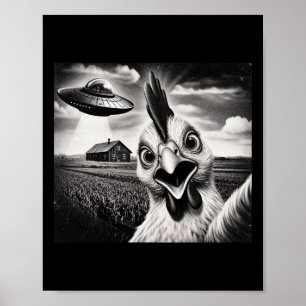 Poster Selfie de Frango Alien com Ovni