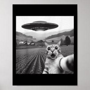 Poster Selfie De Gato Com Alienígena Ufo Gifes Engraçados