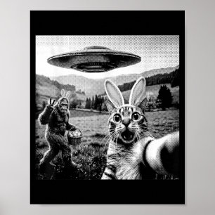 Poster Selfie de Gato com o Coelho de Páscoa Bigfoot Sasq