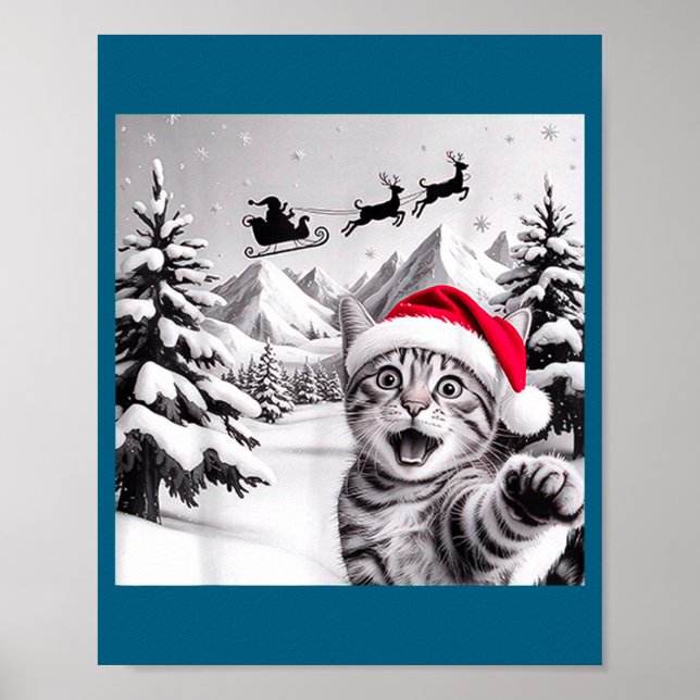 Poster Selfie de Gato Com Papai Noel  (Frente)