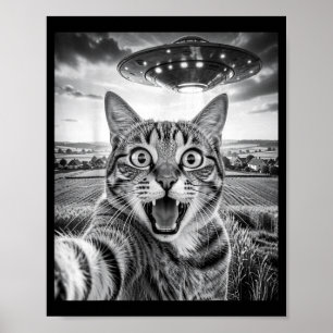 Poster Selfie de gato engraçado com gráfico vintage de al