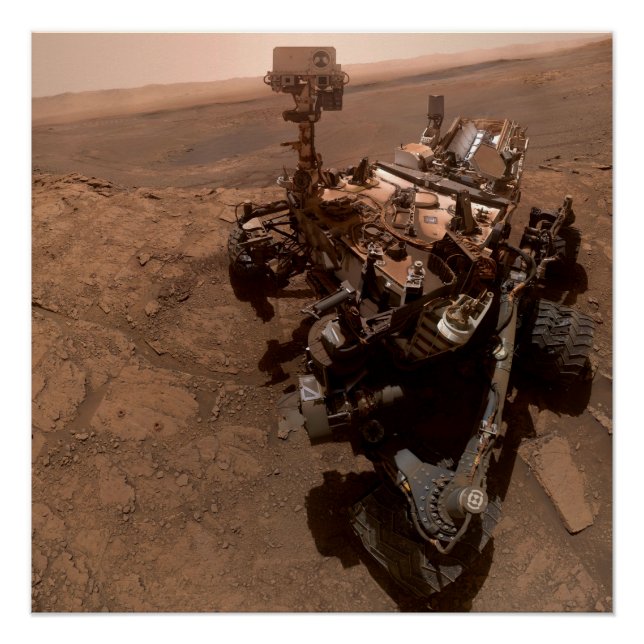 Pôster Selfie de Marte Curiosity Red Martian Paisagem (Frente)