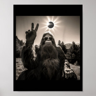 Poster Selfie do Pé Grande Usando Óculos de Eclipse Solar