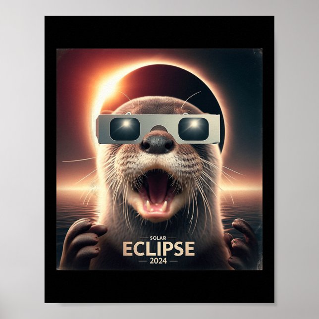 Poster Selfie Otter Crianças Meninos Eclipse Solar  (Frente)