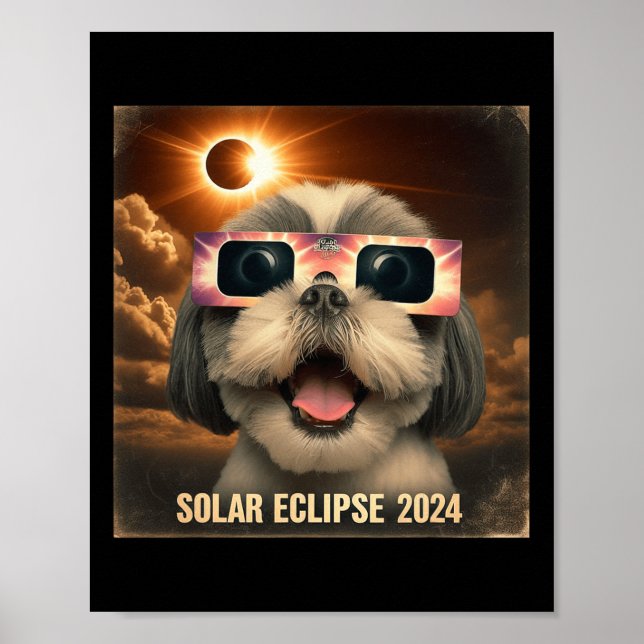 Poster Selfie Shih Tzu Kids Mens Eclipse Solar (Frente)