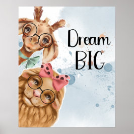 Poster Selgle Safari - chá de fraldas azul descoberto