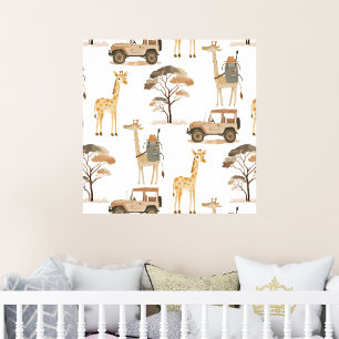 Poster Selgle Safari com Girafas Padrão de Enfermeiro