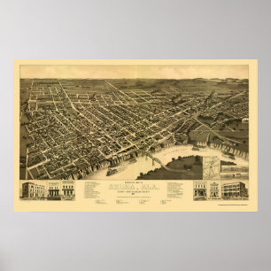 Pôster Selma, mapa panorâmico do AL - 1887