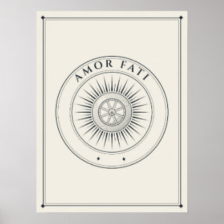 Poster Selo Amor Fati Gravado Emblema de Linha
