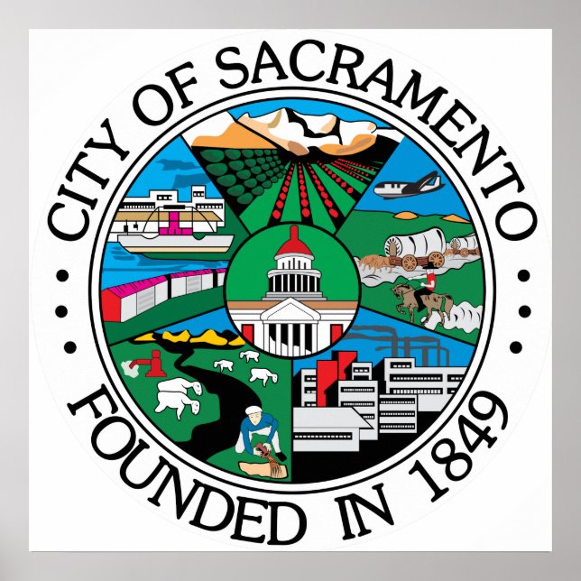 Pôster Selo da cidade de Sacramento (Frente)