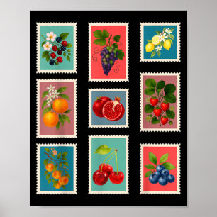 Poster Selo de Fruta de Verão Selo de Correio de Fruta Vi