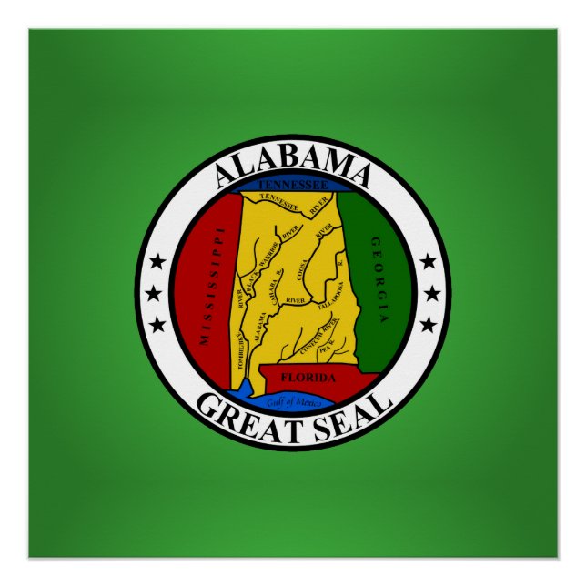 Pôster Selo do Alabama, selo do estado americano (Frente)