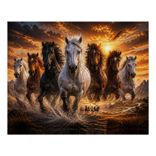 Pôster Selo Espírito Selvagem – Arte de Cavalos Majestoso