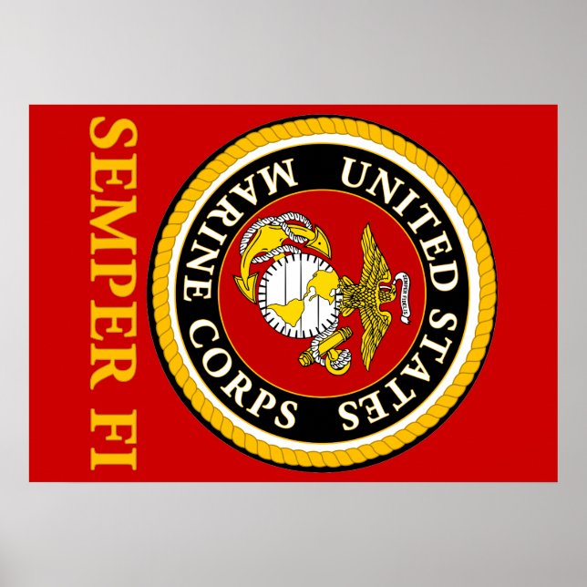 Pôster Selo oficial marinho dos EUA - Semper Fi (Frente)