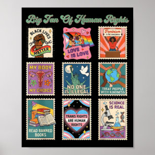 Poster Selo retrô grande fã dos direitos humanos citação 