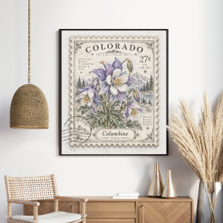 Poster Selos Flor de Columbine do Colorado Montanha