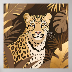 Poster Selva Boho da Onça Dourada Vida Selvagem