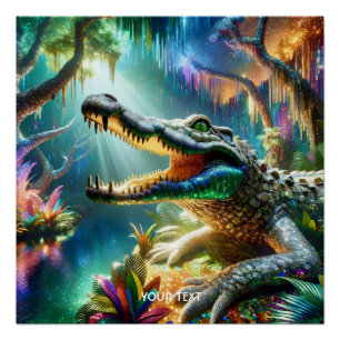 Pôster Selva Crocodilo Encantada Fantasy