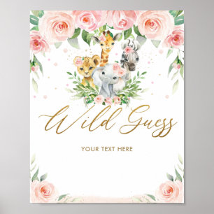 Poster Selva de Chic Animais Rosa Selvagem Floral Selvage