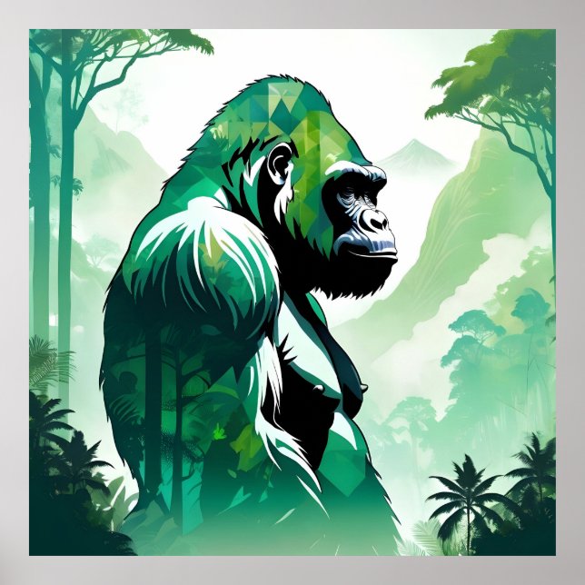Poster Selva de Gorilla Willife Animal Nature (Frente)