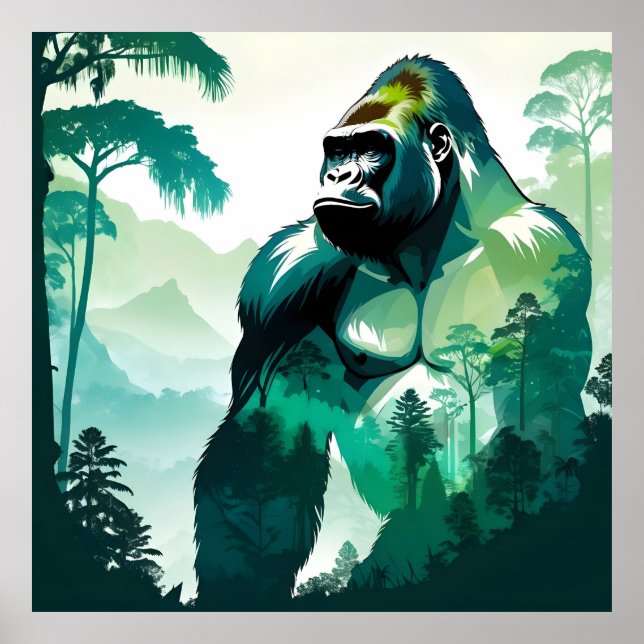 Poster Selva de Gorilla Willife Animal Nature (Frente)